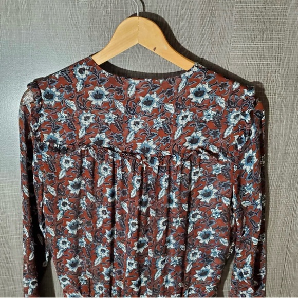 VERONICA BEARD Anjali Silk Floral Ruffled Ruched Mini Dress Sz M/6 - Picture 11 of 13